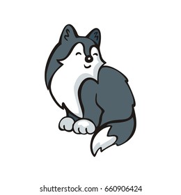 Funny husky dog. Vector illustration in cartoon style.