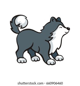 Funny husky dog. Vector illustration in cartoon style.