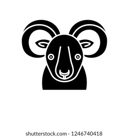 Funny ibex black icon, vector sign on isolated background. Funny ibex concept symbol, illustration 