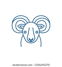 Funny ibex line icon concept. Funny ibex flat  vector symbol, sign, outline illustration.