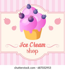 Funny ice cream background. Vector illustration