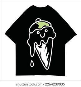 Funny Ice Cream Character Vector Illustration for tshirt design, Streetwear, Typography,Graffiti, poster, on white background
