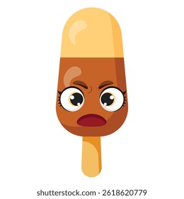 A funny ice cream cone with an emotional surprised face is perfect for children's designs, branding projects, promotional materials, summer campaigns and playful packaging