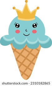 Funny ice cream cone with gold crown
