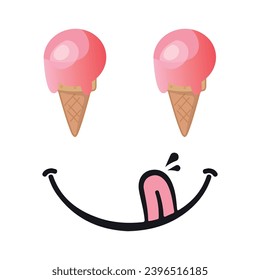 Funny Ice Cream Design For Kids T-Shirt And Merchandise, Ice cream Vector Illustration