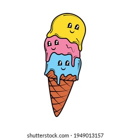 funny ice cream doodle isolated