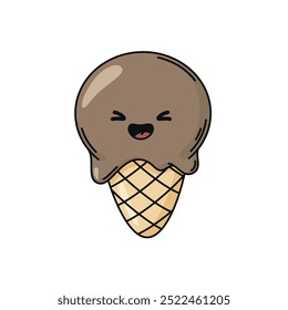 Funny ice cream doodle vector illustration