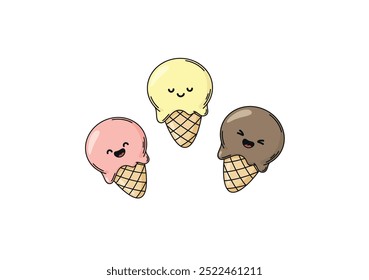 Funny ice cream doodle vector illustration