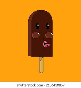 Funny ice cream illustration for kids. Isolated object of yummy for icons, print on t-shirts, posters, banners.