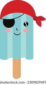 Funny ice cream with red scarf pirate
