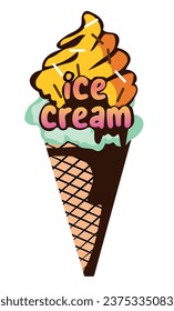  Funny Ice cream season slogans. Best vector Illustration for summer fashion, beach party. Great design for t-shirt, banner, postcard, print or poster.