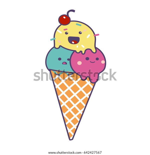 Funny Ice Cream Vector Print Stock Vector (Royalty Free) 642427567