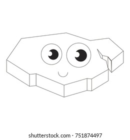 Funny Ice Floe Iceberg cartoon, the colorless outlined illustration with thin line black stroke.