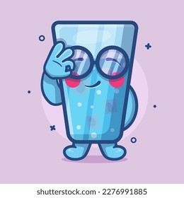 funny ice water character mascot with ok sign hand gesture isolated cartoon in flat style design