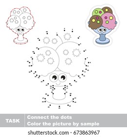 Funny Ice-Cream. Dot to dot educational game for kids.