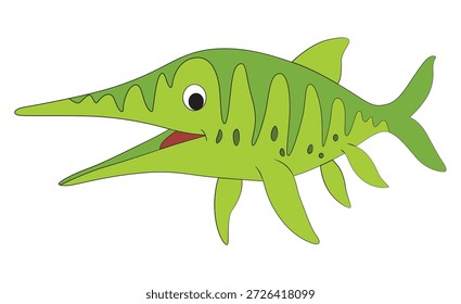 Peces divertidos de Ichthyosaurus sobre fondo blanco