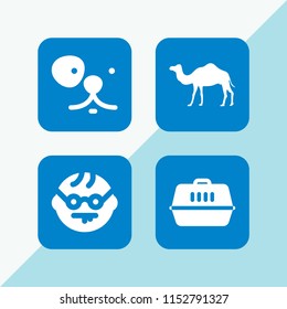 funny icon. 4 funny set with geek, pet, camel and dog vector icons for web and mobile app