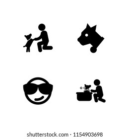 Funny Icon. 4 Funny Set With Pet, Smug And Dog Vector Icons For Web And Mobile App