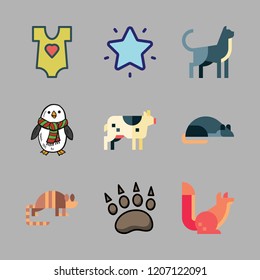 funny icon set. vector set about favorites, squirrel, armadillo and baby clothes icons set.