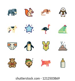 funny icon set. vector set about squirrel, pig, frog and teddy bear icons set.