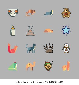 funny icon set. vector set about animal, penguin, armadillo and alpaca icons set.