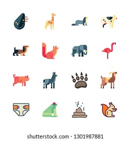 funny icon set. vector set about dog, frog, goat and donkey icons set.