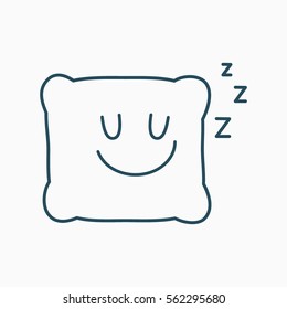Funny icon snoring pillow. flat vector illustration isolate on a white background in a linear style
