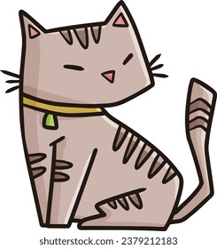 Funny iconic brown cat cartoon illustration