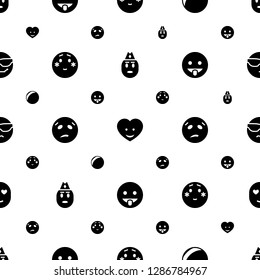 funny icons pattern seamless white background. Included editable filled soldier emot, heart face, plastic ball, shy emoji, sweating emot icons. funny icons for web and mobile.