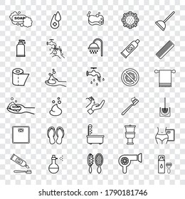 Funny icons of personal hygiene and bathroom. Line icons.
