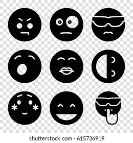 Funny icons set. set of 9 funny filled icons such as laughing emot, cool emote in sunglasses