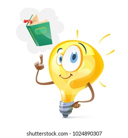 Funny idea lamp and book. Vector
