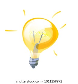 Funny idea lamp turn on. Vector