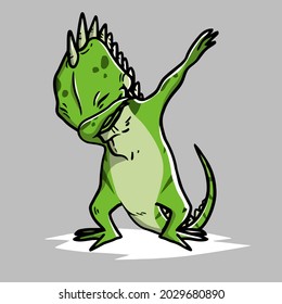 funny iguana dabbing pet dab dance design vector illustration for use in design and print wall art poster canvas