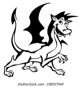 funny illlustration of cute little dragon. Fantasy Character for Coloring Book  