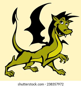 funny illlustration of cute little dragon. Fantasy Character for Coloring Book  
