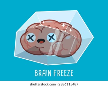 Funny illustration about Brain freeze. Isolated Vector Illustration