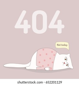 Funny illustration about programmers or developers in casual IT life. Funny Cat.  Graphic illustration of 'page 404 error'. Lying cat. Page 404 sample creative motive