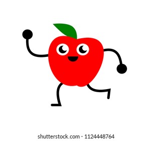 Funny illustration of an apple dancing