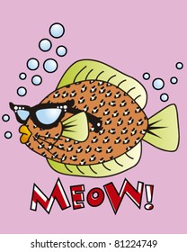 funny illustration of a blow fish