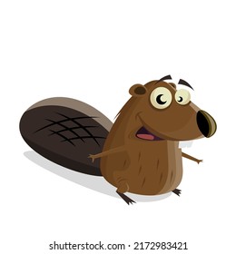 funny illustration of a cartoon beaver