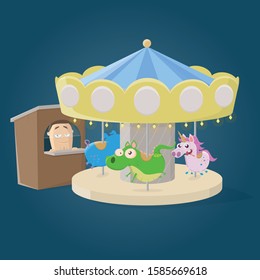 lustige Illustration eines Cartoon-Karusselels
