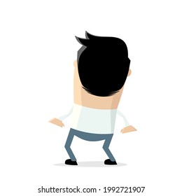 funny illustration of a cartoon man from behind