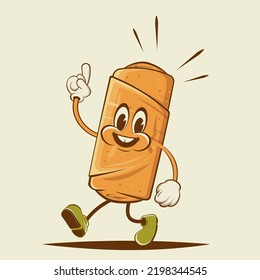 funny illustration of a cartoon spring roll