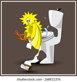 Funny illustration of chick on the pan 