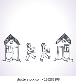 Funny illustration of concept with relocation