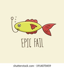 Funny illustration with fish. Ideal for posters, greeting cards, prints for clothes, notebooks, mugs, for stickers, banners, booklets, posts. 