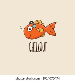 Funny illustration with fish. Ideal for posters, greeting cards, prints for clothes, notebooks, mugs, for stickers, banners, booklets, posts. 