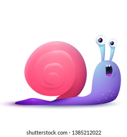 Funny illustration of frightened little snail