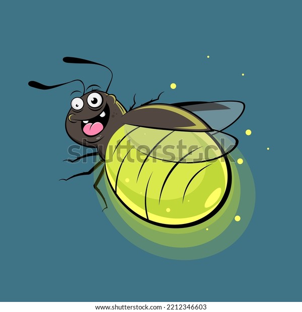 Funny Illustration Glowing Cartoon Firefly Stock Vector (royalty Free 